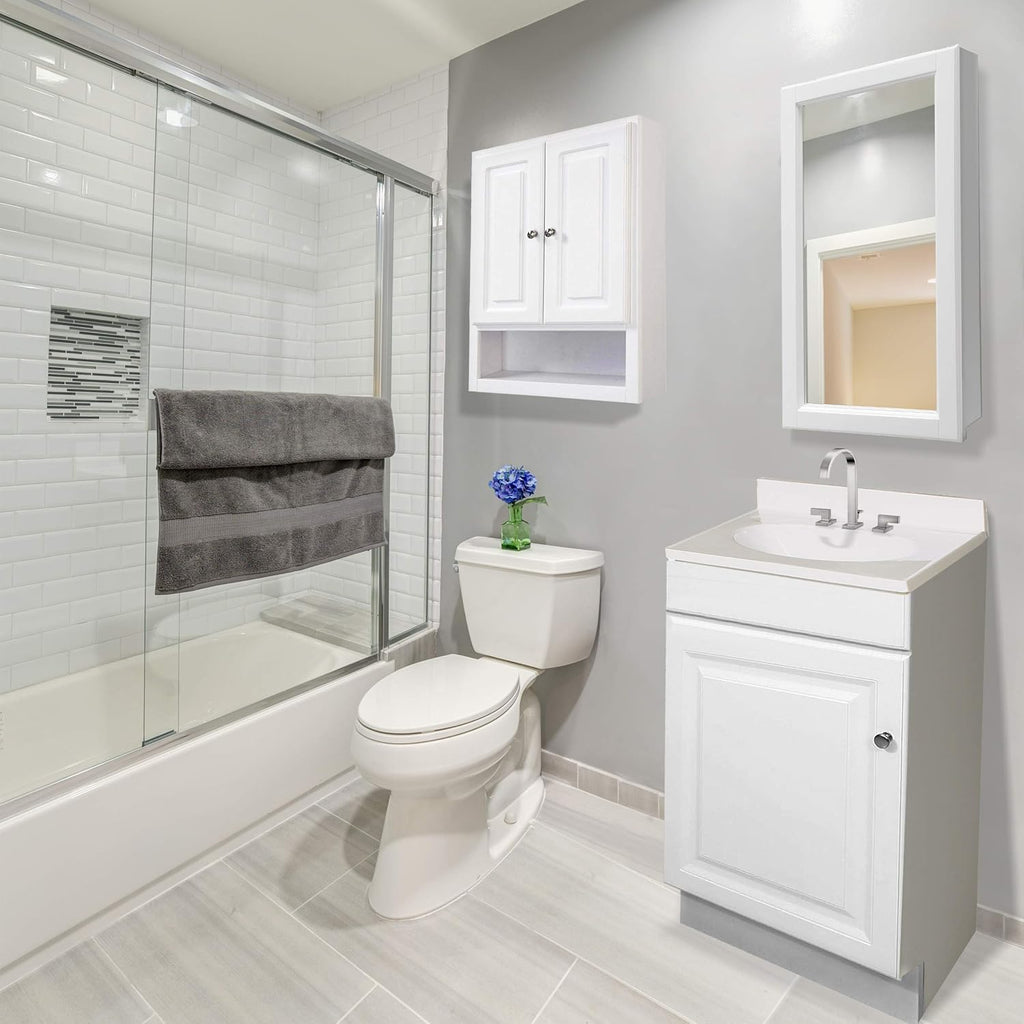 Bathroom Wall Cabinet 2-Door White 1-Shelf 21x30 a7