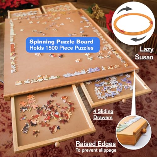 Jigsaw Puzzle Board with Drawers 1000 Piece Wooden Organizer a7
