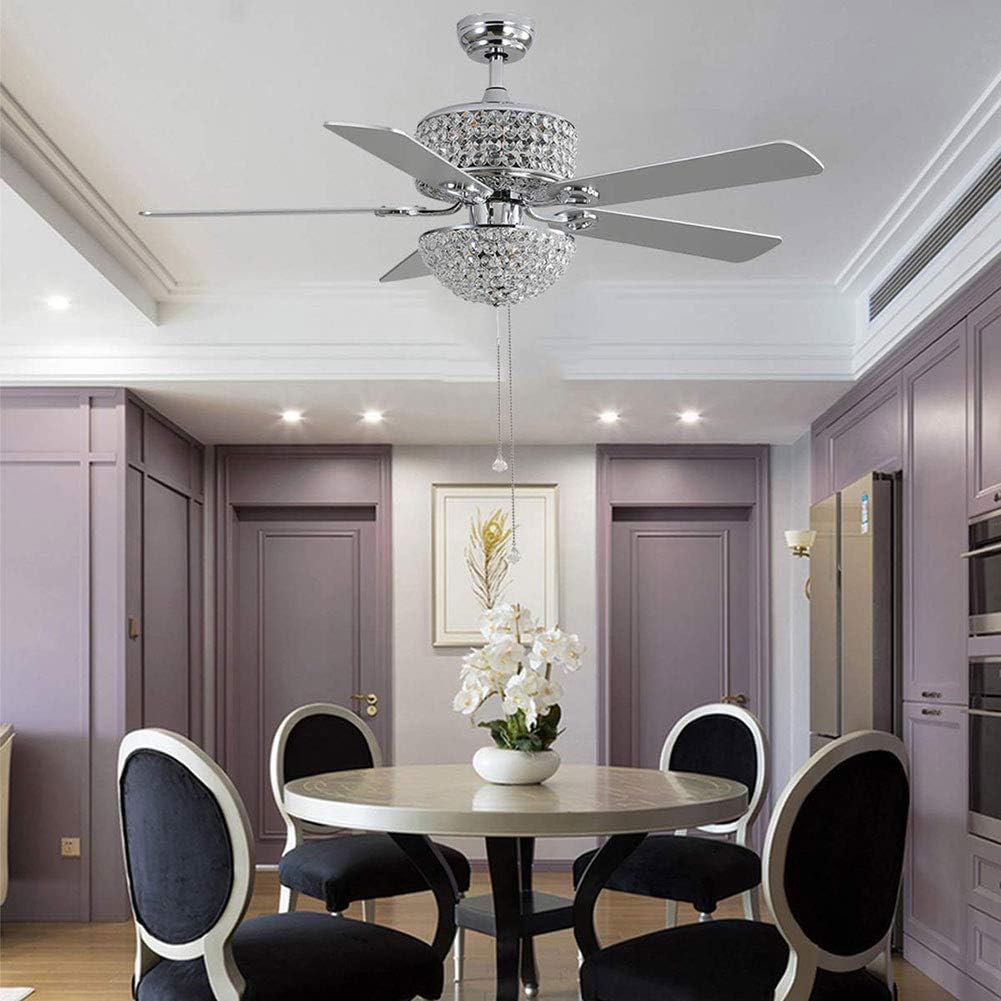 Crystal Ceiling Fan with Light and Remote 5 Blades 3 Speed k7