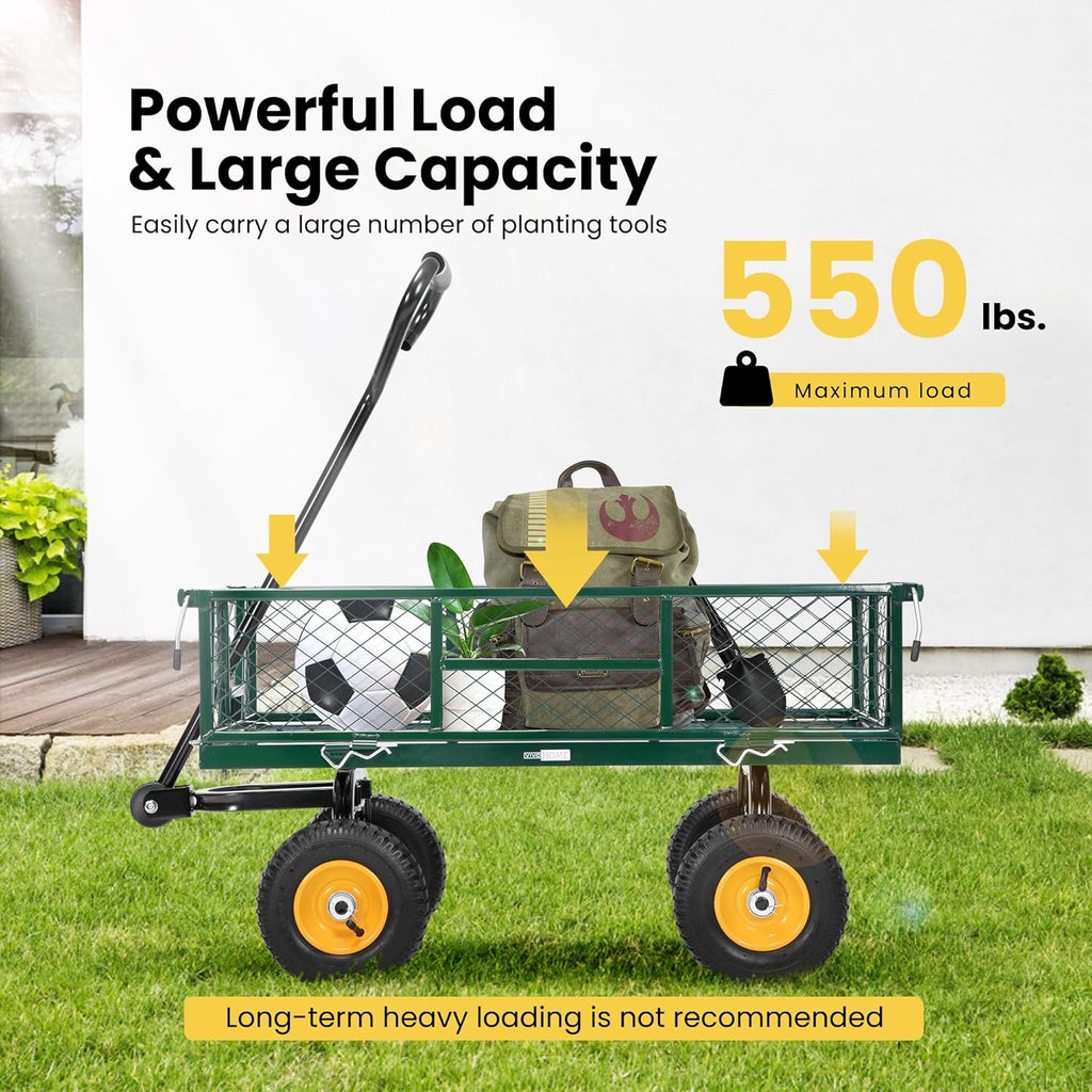 Heavy Duty Mesh Steel Garden Cart with Removable Sides 4.10/3.50-4 Wheels k7