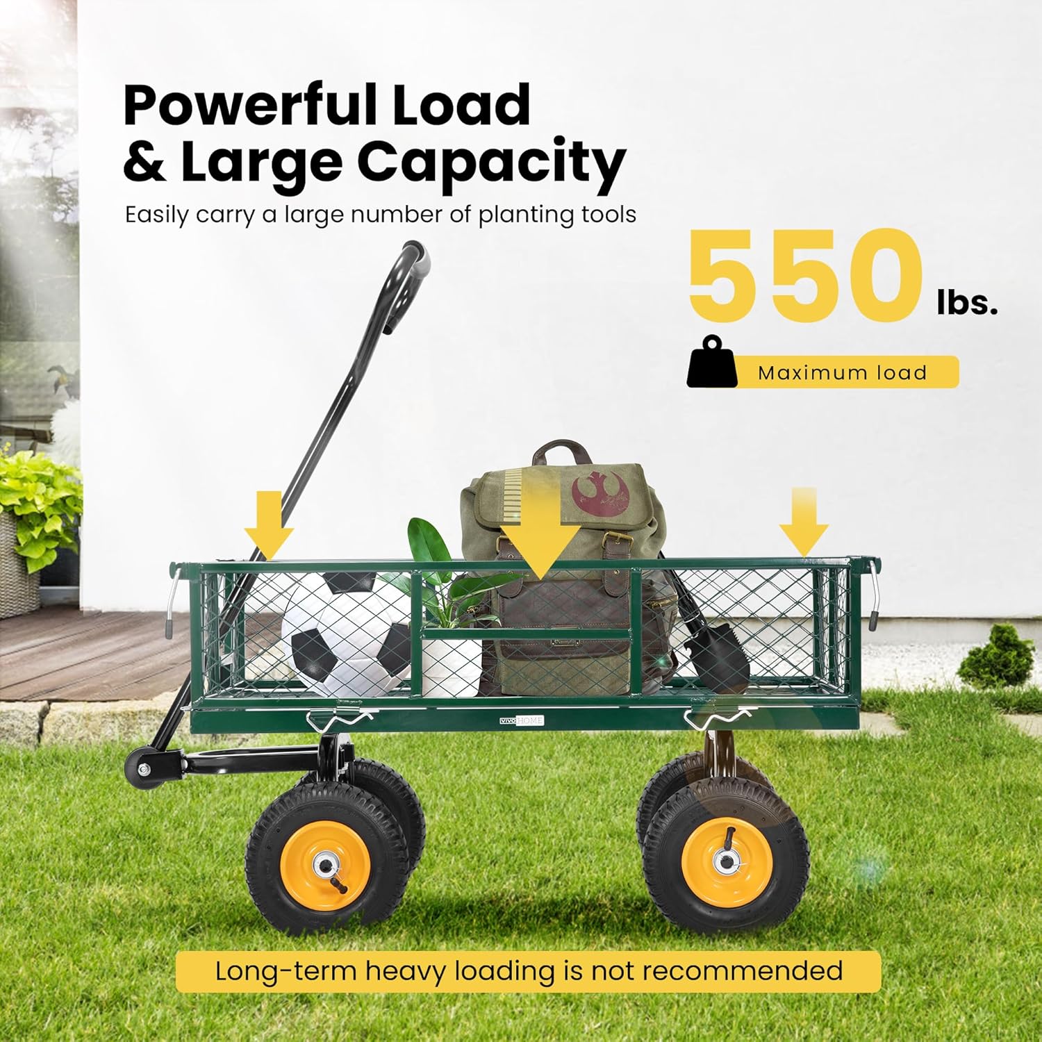 Heavy Duty Mesh Steel Garden Cart with Removable Sides 4.10/3.50-4 Wheels k7