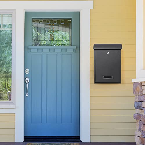 Locking Mailbox Wall Mounted Outdoor Black k7