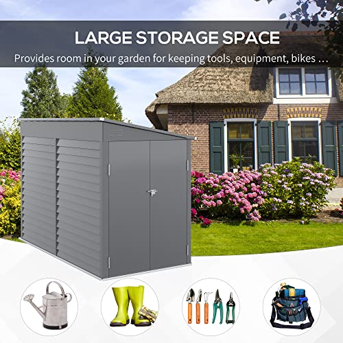 Steel Outdoor Storage Shed with Lockable Doors Gray 7k