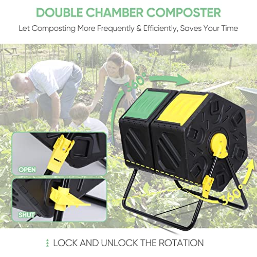 Compost Tumbler for Garden Outdoor, 37 Gallon, Black k7