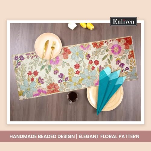 Beaded Table Runner 13x36 Multicolour H7q
