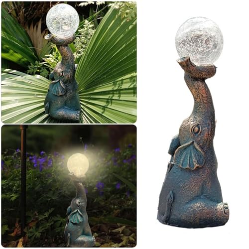 Solar Angel Statue with Cracked Glass Ball Ornament k7p