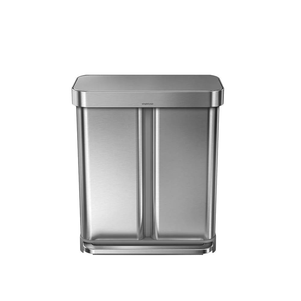 Stainless Steel Dual Compartment Kitchen Step Trash Can 58L a7
