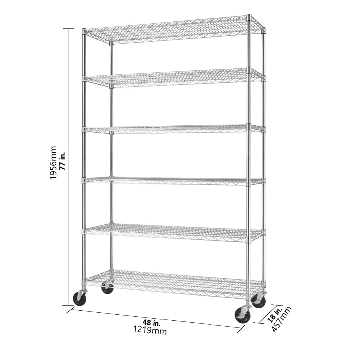 6-Tier Wire Shelving Rack 48x18x72 k7
