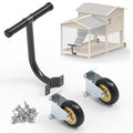Flehomo Chicken Coop Wheels Kit, 2 Pack 4" Caster Wheels and A Lifting Handle for Easy Movement, Chicken Tractor Wheel Kit for Portable Chicken Coop Accessories Replacement or DIY