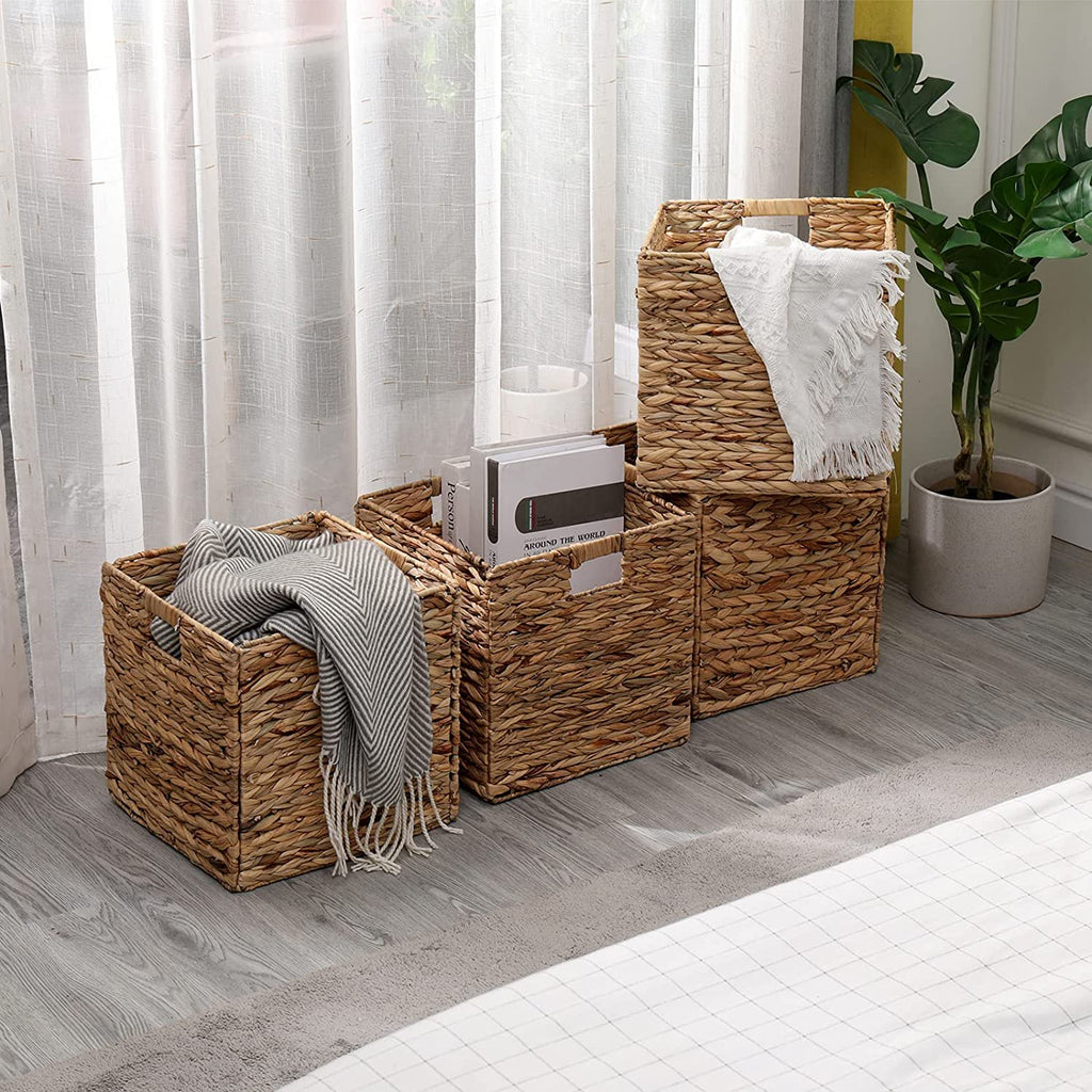 Handwoven Water Hyacinth Storage Baskets Set of 4 7k