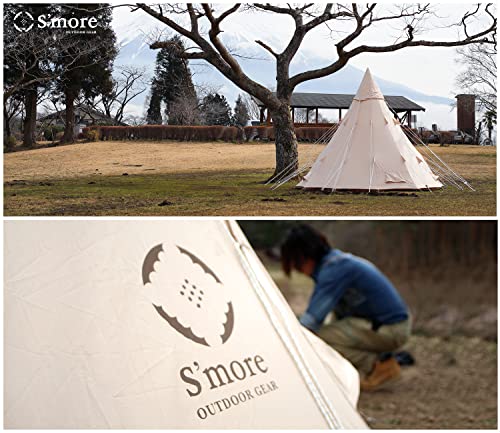Canvas Bell Tent with Stove Jack, 4 Season Camping for 3-6 Person A7