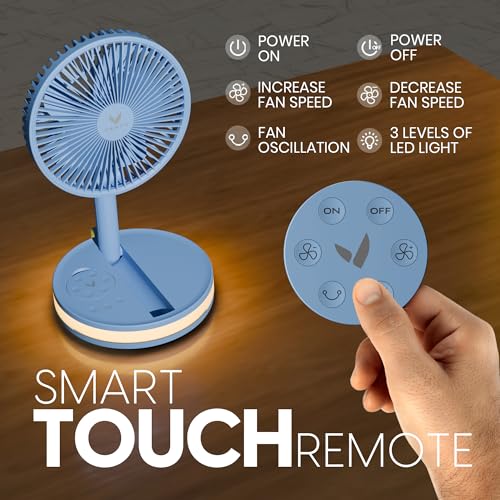 Portable Wireless Fan with 4 Speeds and Remote Control k7p