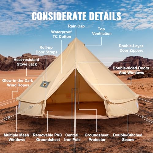 Canvas Bell Tent 4 Season 6m Yurt Camping Stove Jack p7K