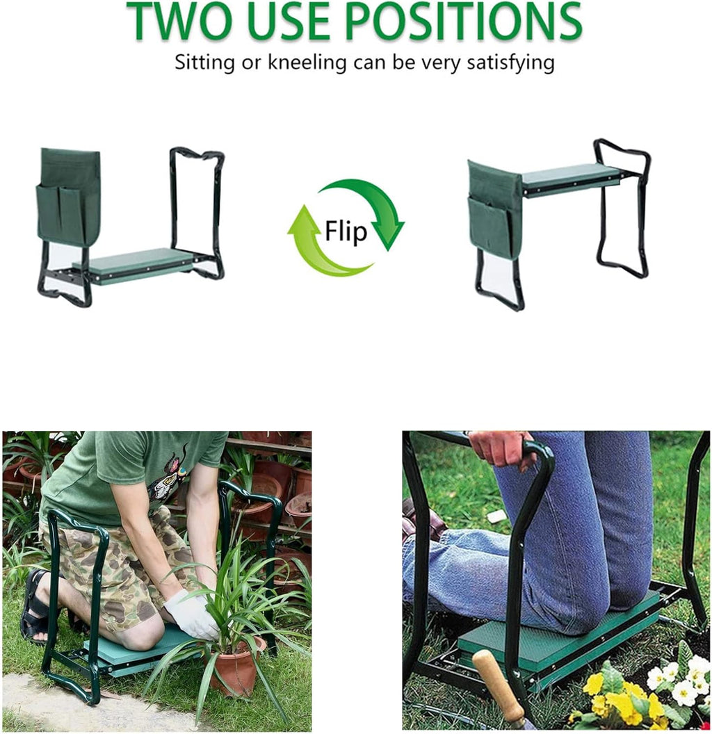 Garden Kneeler Seat Stool with Tool Bag Pouch K7m