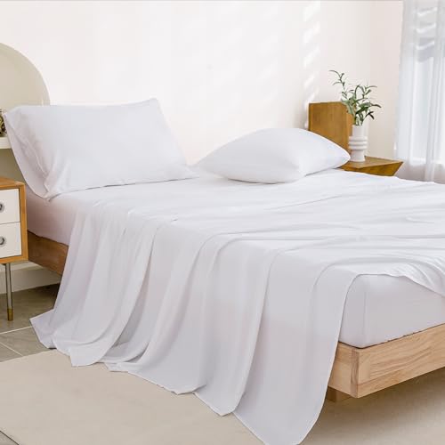 Queen Sheets Set, Cooling Bamboo Bedding, Deep Pocket, Dark Green K7