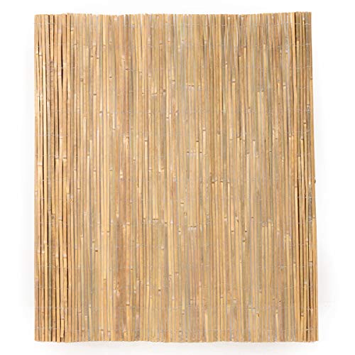 Mininfa Natural Bamboo Slat Screening, Eco-Friendly Privacy Slat Fence, Bamboo Screen Panel Roll for Balcony or as Wind and Sight Protection (1.2m x 4m)