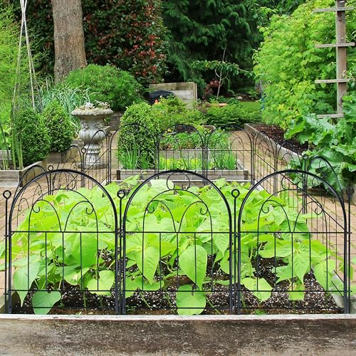 Decorative Garden Fence Border 10 Panels, Rustproof Metal No Dig, Black a7