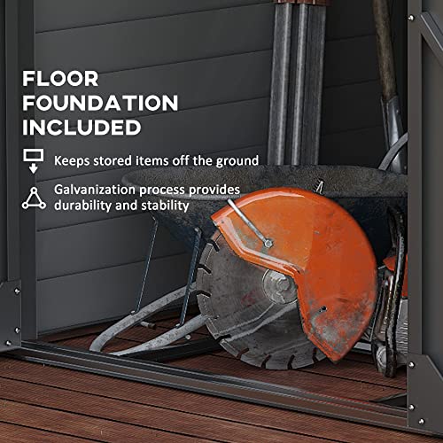Steel Outdoor Storage Shed with Lockable Doors Gray 7k