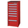Westward 15-1/2x22 Side Cabinet, 7 Drawers, Red, 32H864