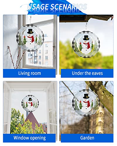 3D Metal Wind Spinner Snowman Decor 8in k7