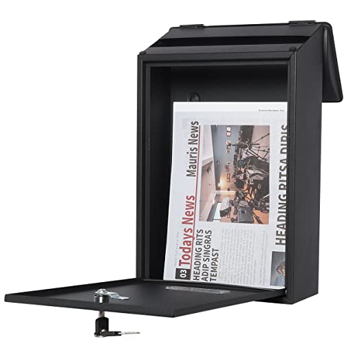 Locking Mailbox Wall Mounted Outdoor Black k7