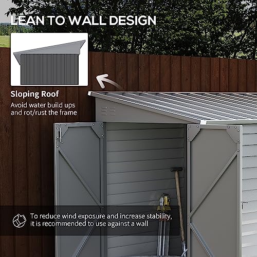 Steel Outdoor Storage Shed with Lockable Doors Gray 7k