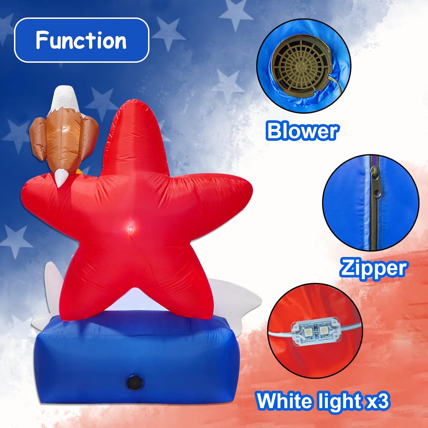 Patriotic Inflatable Eagle Yard Decoration with LED Lights k7