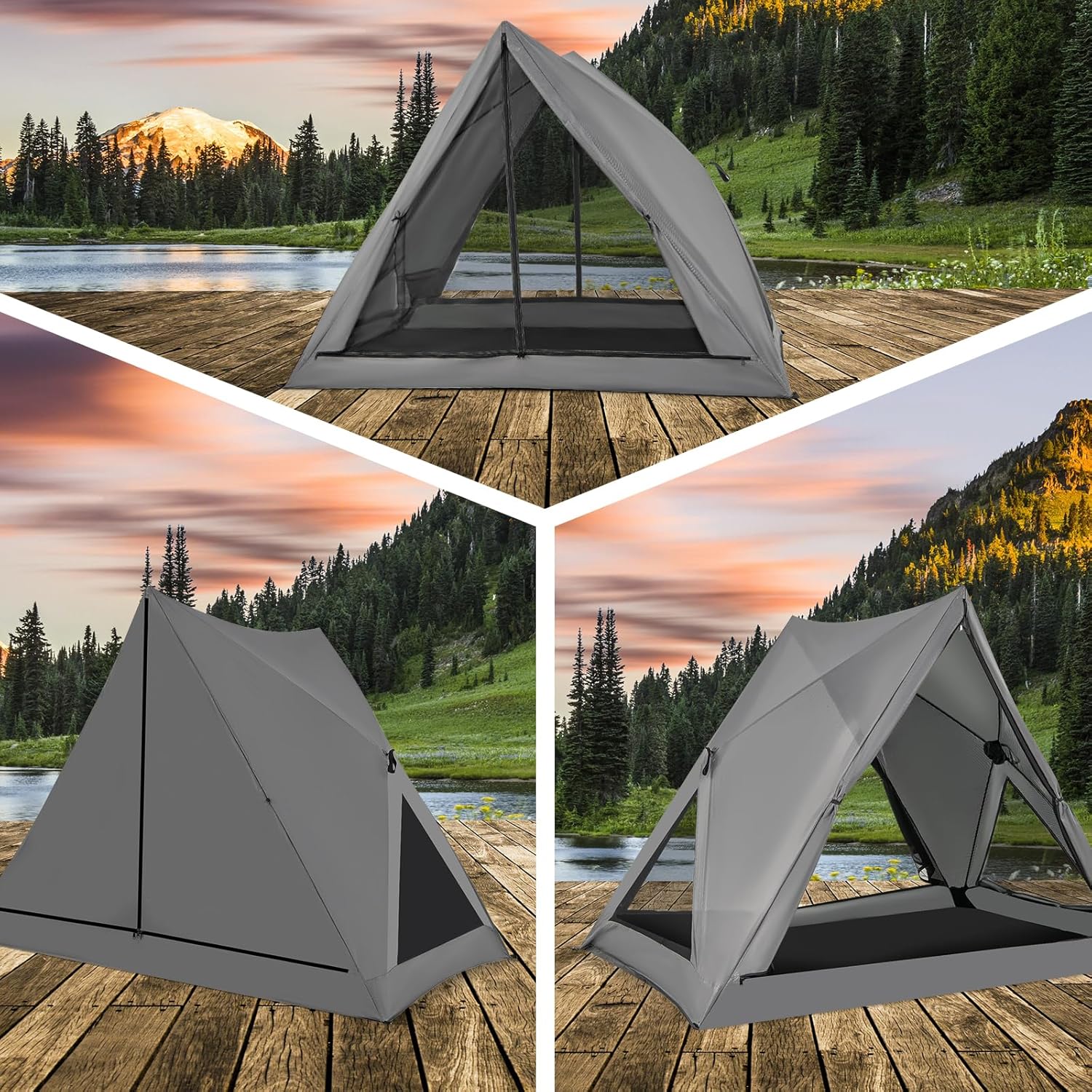 Pop Up Camping Tent for 2-3 Person, See-Through with Rainfly A7