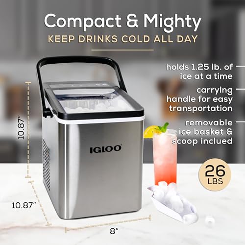 Electric Countertop Ice Maker Machine Portable 33lbs 24h Stainless Steel A7