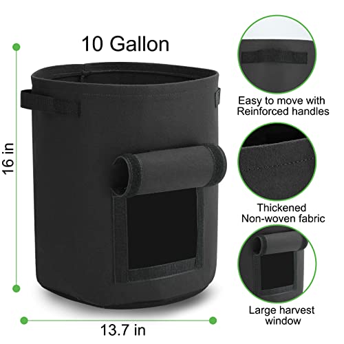 10 Gallon Potato Grow Bags with Handles and Harvest Window, 6 Pack a7