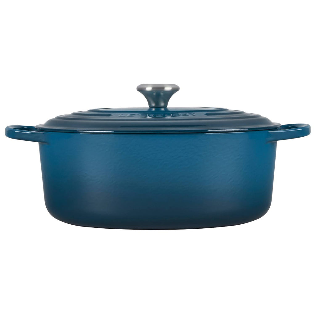 Cast Iron Oval Dutch Oven 5-Quart Deep Teal k7