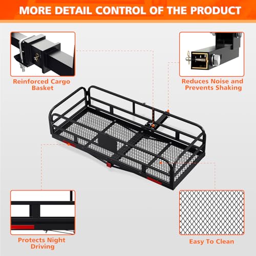 Hitch Mount Cargo Carrier Basket Folding 500 LBS 60x24x14 Fits 2 Receiver K7