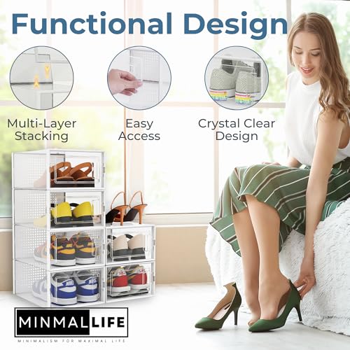 Clear Plastic Shoe Boxes Stackable 6 Pack a7