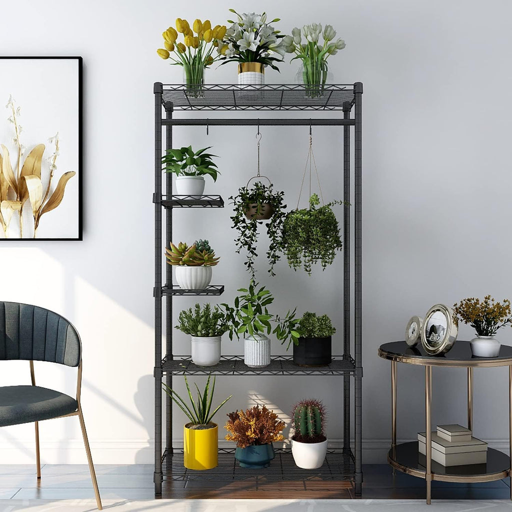 5-Tier Plant Stand Indoor Outdoor Black a7