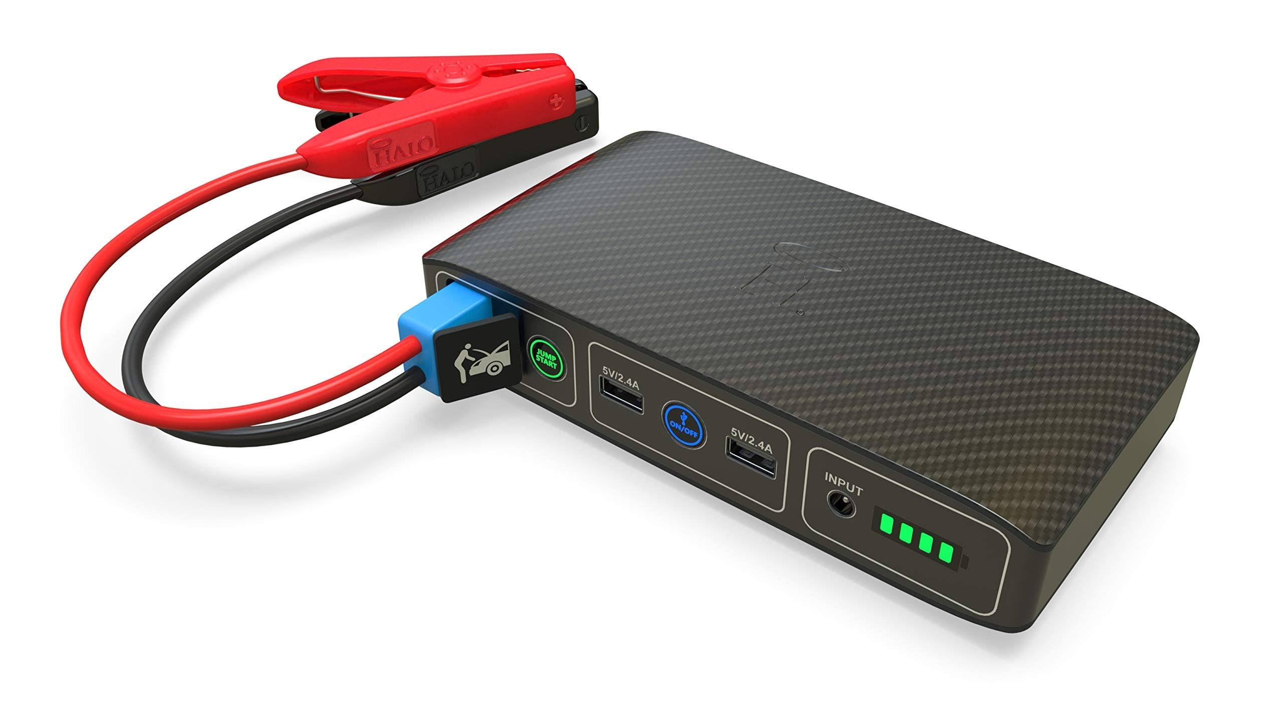Halo Bolt Portable Car Jump Starter 57720 Mwh Car Battery Jump Starter with 2 USB Ports to Charge Devices, Portable Car Charger
