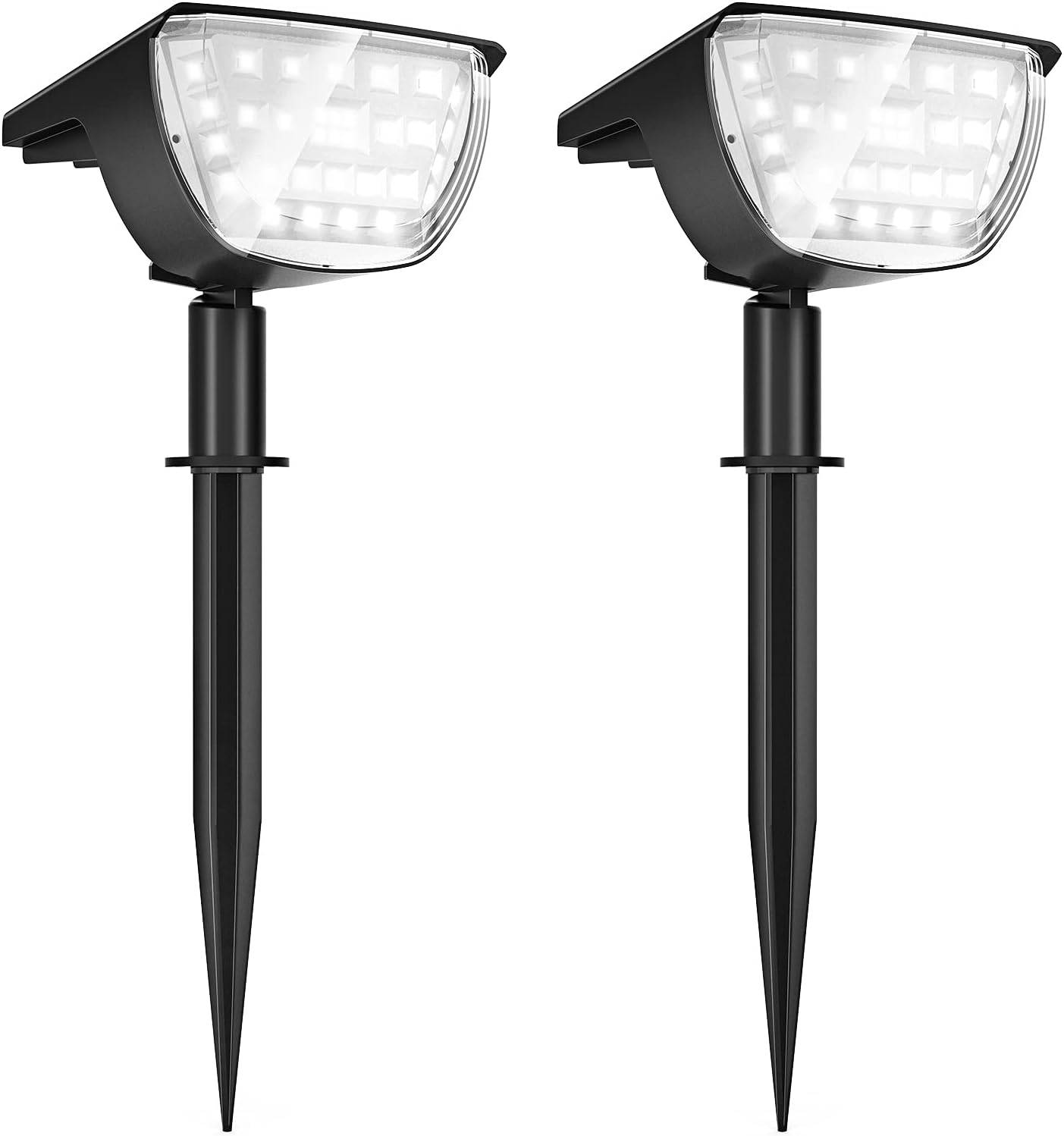 JIOR Solar Landscape SpotLights Outdoor 32 LED IP65 Waterproof Solar Powered Wall Lights 2-in-1 Adjustable Wireless Lights for Garden Yard Driveway Walkway Pool Patio 4 Pack (Cold White)