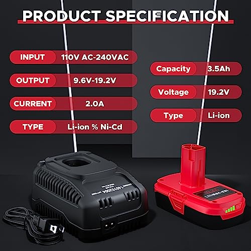 C3 Replacement Battery 3.5Ah 2Pack for 19.2V Tools k7