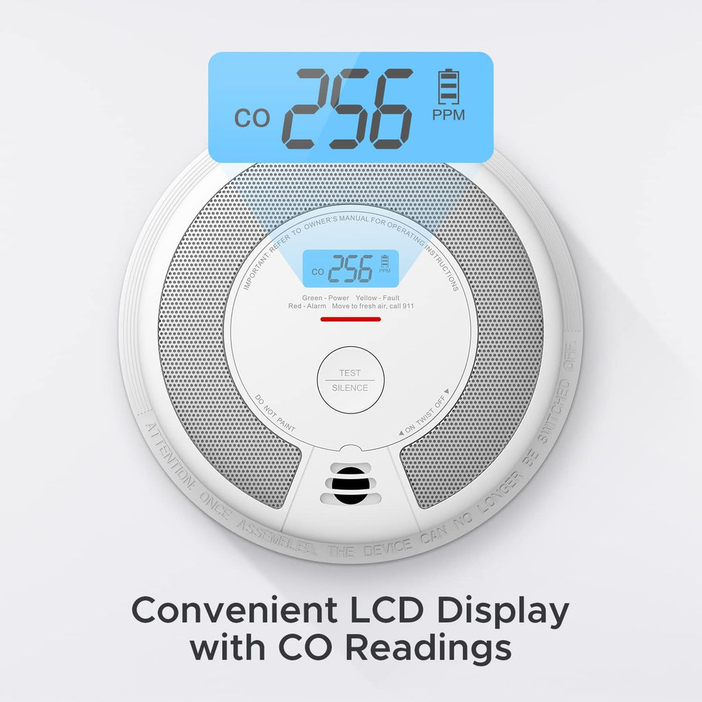 Smoke and CO Detector Alarm with LCD Display, 5-Pack k7