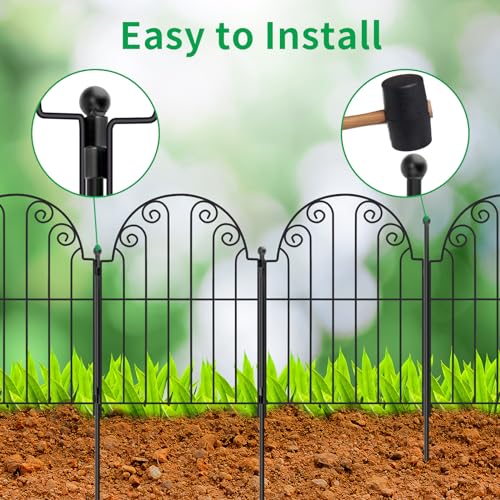 Decorative Garden Fence 10 Panels, Rustproof Metal 25ft, 42 Inch High a7