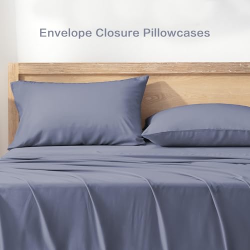Queen Sheets Set, Cooling Bamboo Bedding, Deep Pocket, Dark Green K7