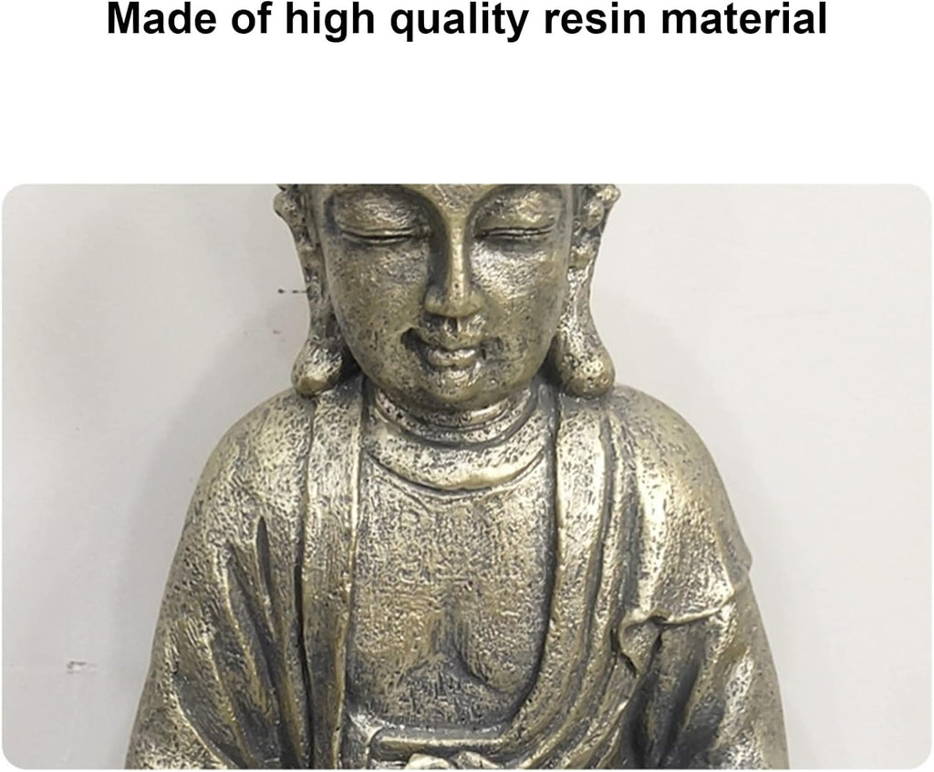 Solar Powered Buddha Garden Statue Zen Sculpture Outdoor Decor K7m