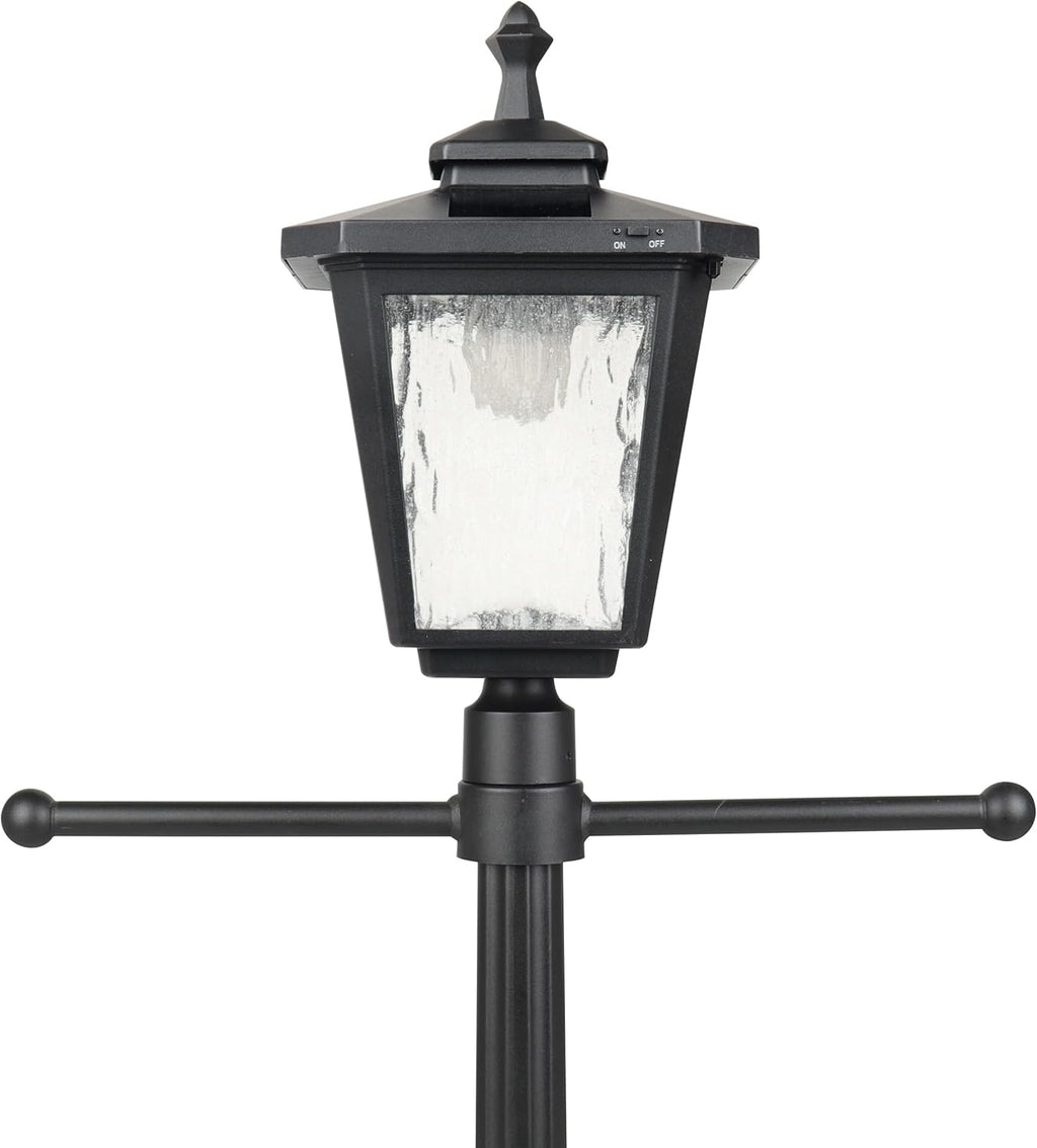 Solar Lamp Post Light with Planter, Aluminum, Warm White LED, Matte Black k7