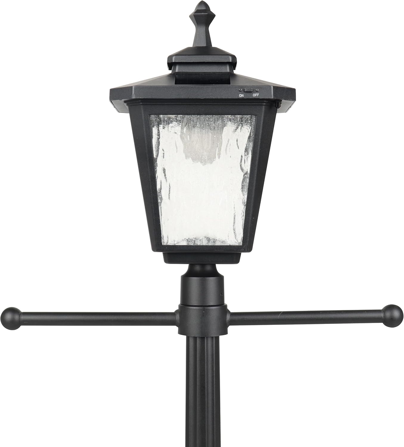 Solar Lamp Post Light with Planter, Aluminum, Warm White LED, Matte Black k7