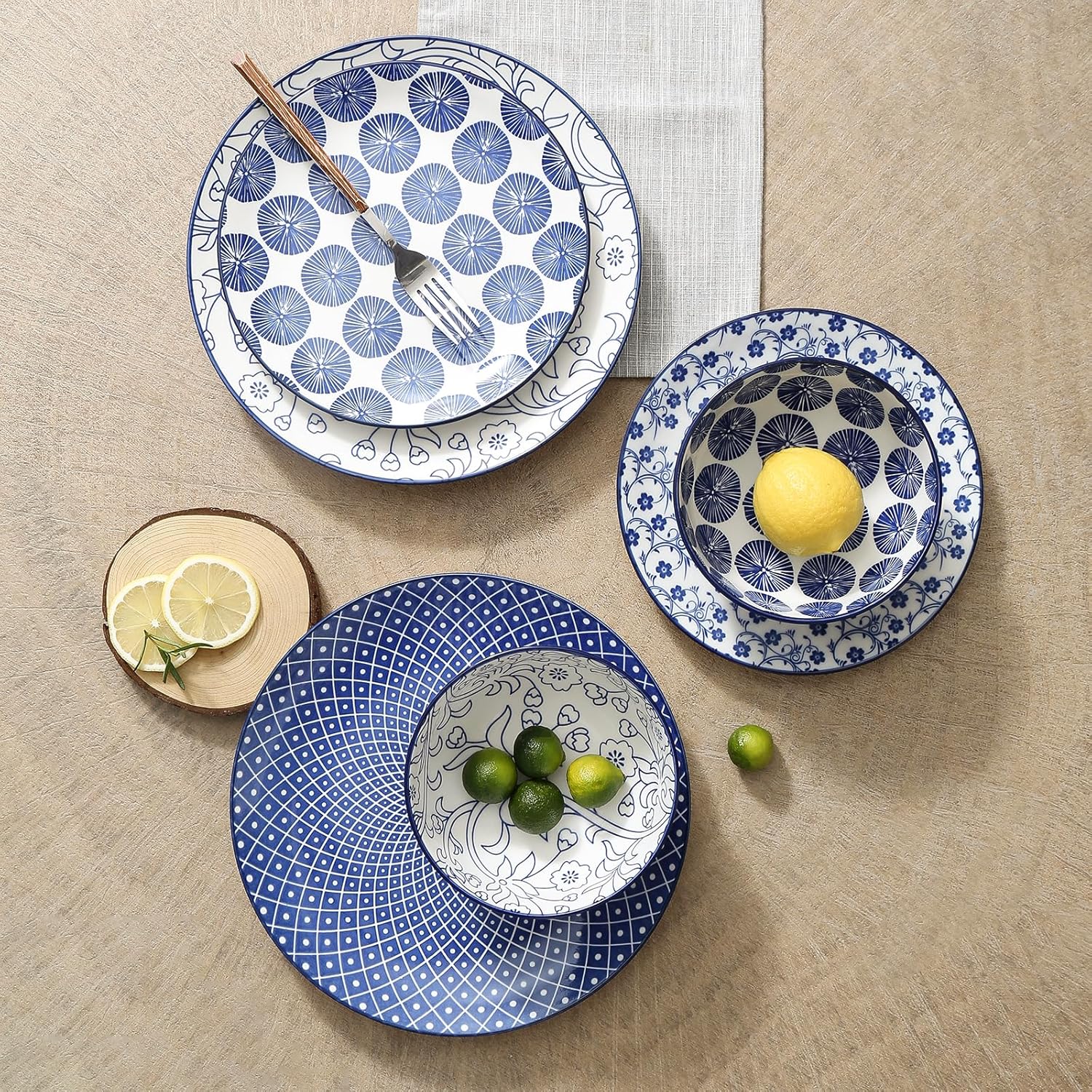 Ceramic Dinnerware Set for 4 with Salad Plates v7