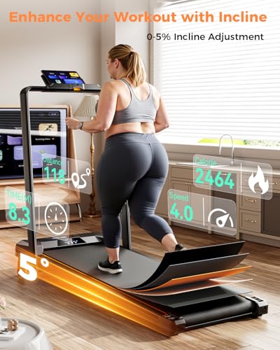 Walking Pad Treadmill, Under Desk Portable 330lbs Capacity 2.5HP 9k