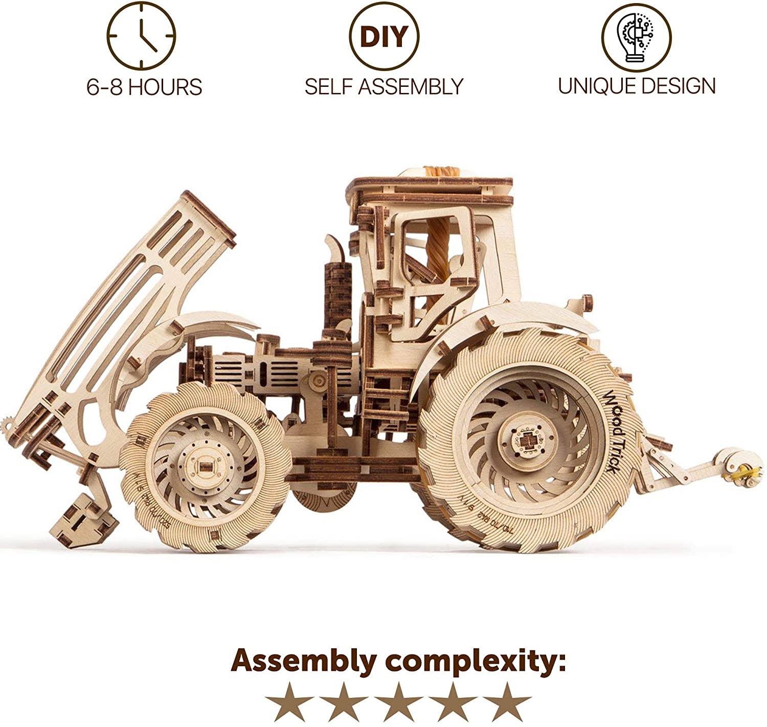 Wooden Mechanical Tractor Model Kit to Build a7