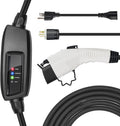 BougeRV Level 1-2 EV Charger, 110V-240V 16Amp 25 Feet Charging Cable with NEMA6-20 Plug & NEMA 5-15 Adapter, Portable EVSE Electric Vehicle Charger