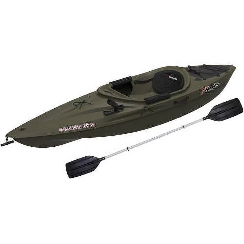Sun Dolphin Excursion 10 Ss Sit-in Angler Kayak Olive, Paddle Included - Radiant Selections