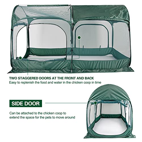 Portable Chicken Run Pop-Up Pen Outdoor Gardening Net 3 Doors a7