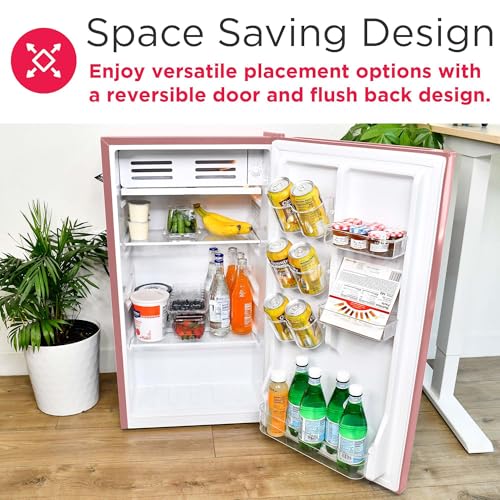Retro Bar Fridge with Side Bottle Opener, 3.2 cu. Ft, Pink A7